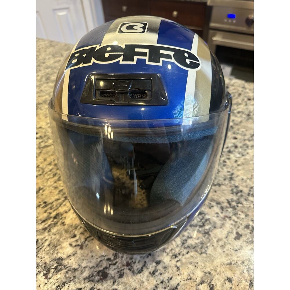 Bieffe Motorcycle Helmet - Size XS Blue, Silver, Black